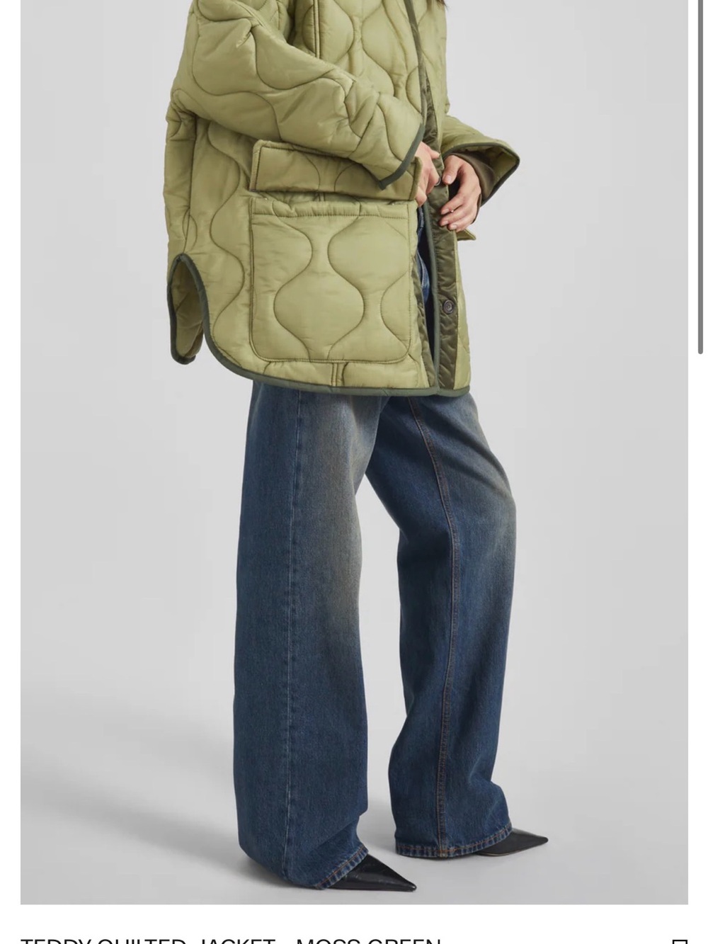 The Frankie Shop Olive Green Quilted Teddy Jacket - Picture 5 of 5